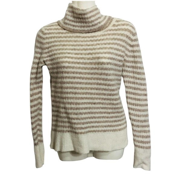 Banana Republic Sweater Striped Italian Wool Turtleneck Small - Picture 2 of 4